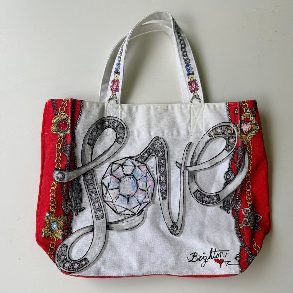 Brighton All That Glitters Canvas Tote Bag Tom Clancy Jewelry Heart